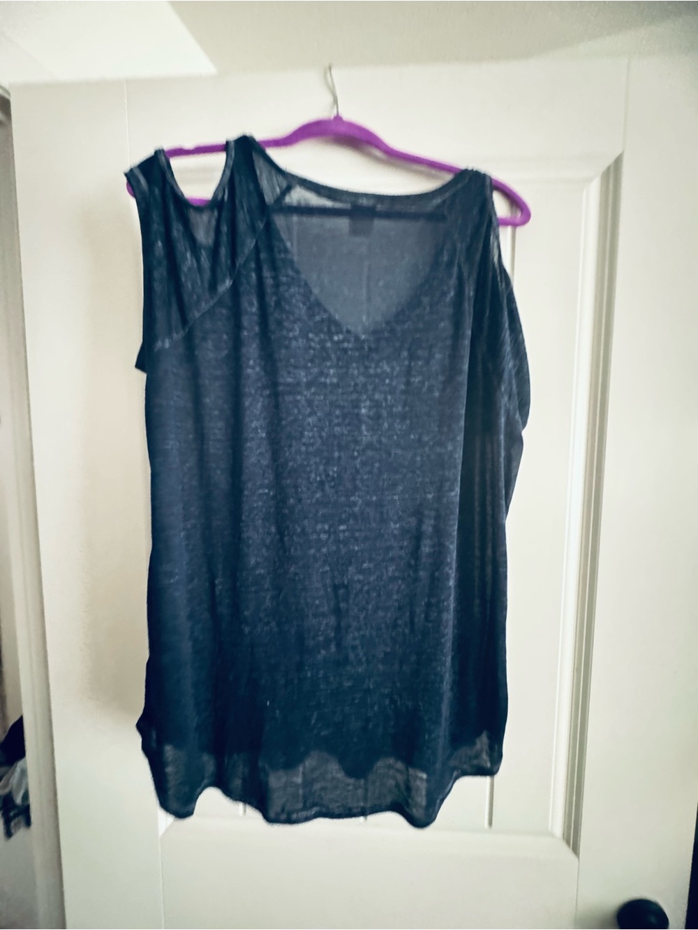 Blue Cold-Shoulder V-Neck Women's Top